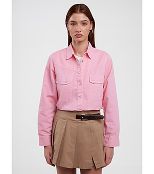 Розова памучна дамска риза ZOLA  снимка