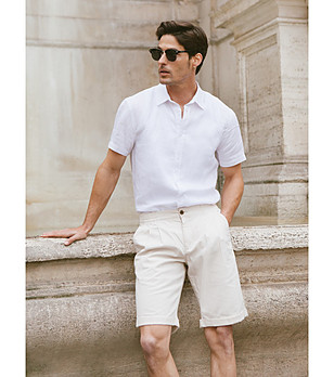 Мъжка риза в бяло LINERS от лен снимка