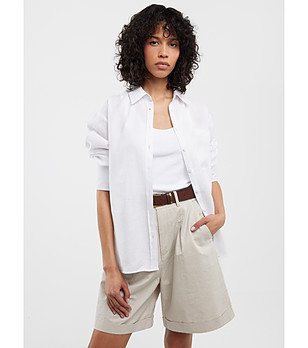 Ленена дамска риза в бяло LAMENI снимка