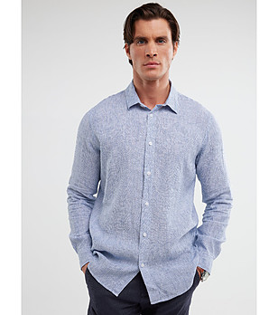 Ленена риза на райе в синьо и бяло MALEKIWO снимка