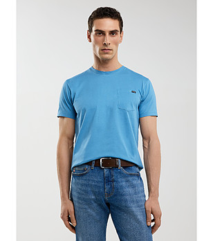 Светлосиня мъжка памучна тениска CARBON снимка