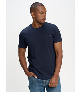 Памучна тъмносиня мъжка тениска Carbon снимка