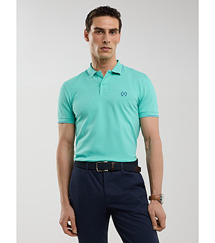 Памучна мъжка блуза в цвят мента POLIAN снимка