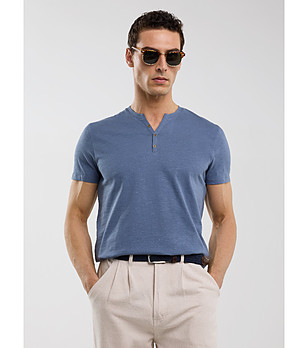 Синя памучна мъжка блуза ALANCO снимка