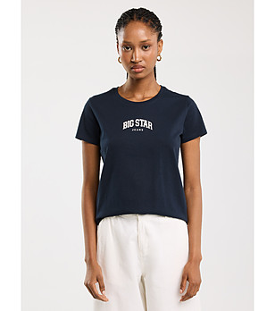 Тъмносиня памучна дамска тениска BENEA снимка