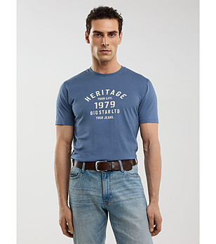 Памучна мъжка тениска в синьо Serter снимка