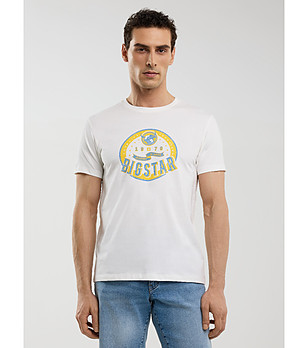 Памучна мъжка тениска в бяло Stelian снимка