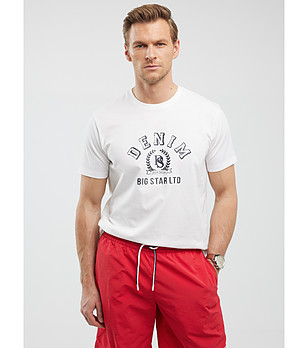 Памучна бяла мъжка тениска Bester снимка