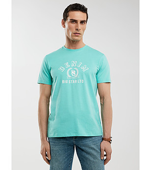 Памучна мъжка тениска в цвят мента Bester снимка