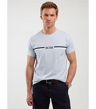 Светлосиня памучна мъжка тениска LEXOR  снимка