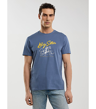 Синя памучна мъжка тениска Stelianer снимка