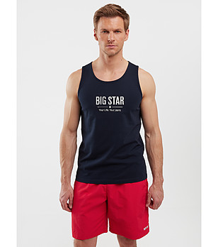 Памучен мъжки потник в тъмносиньо RICHARD снимка