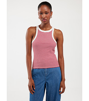 Памучен топ на райе в червено и бяло LIVIA снимка