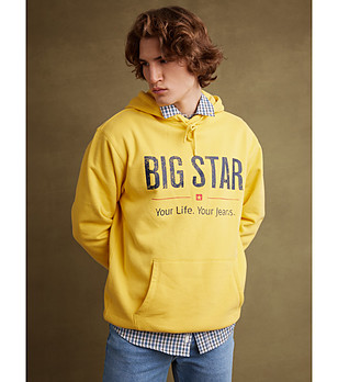 Памучен мъжки жълт суитшърт ASHLYNO снимка