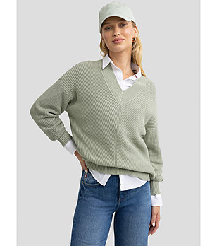 Дамски пуловер в зелен нюанс Cyntiana снимка