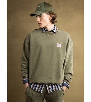 Зелена памучна мъжка блуза CARON снимка