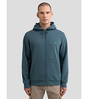 Памучен мъжки суитшърт в синьо-зелен нюанс ARTISH снимка