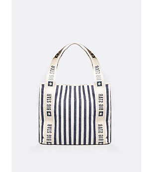 Дамска чанта в екрю и тъмносиньо Mavia снимка