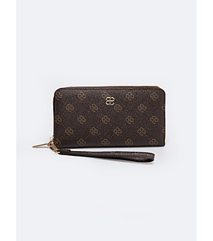 Кафяв дамски портфейл с принт Eloris снимка