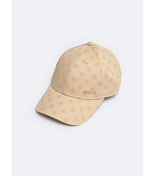 Бежова памучна шапка с принт Luisa снимка