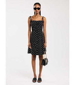 Черна рокля на бели точки CASIE снимка