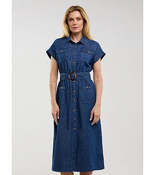 Памучна тъмносиня дънкова рокля BAILEY  снимка