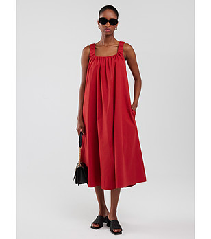 Памучна червена рокля RUENA снимка