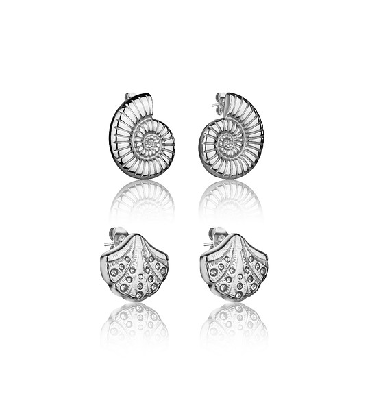 Комплект от 2 чифта сребристи обеци Thalina снимка