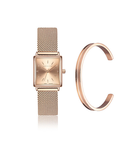 Розовозлатист комплект от гривна и часовник Florence снимка