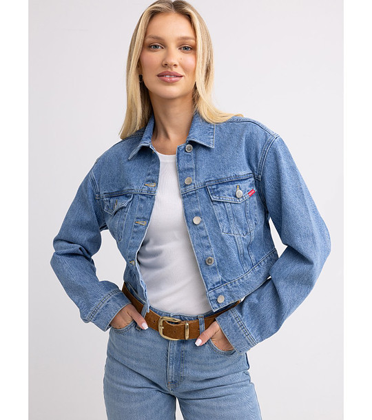 Светлосиньо дамско дънково яке MADDIE от памук снимка