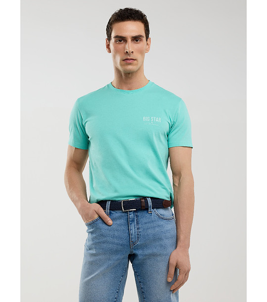 Мъжка тениска в цвят мента с памук Brunomi снимка