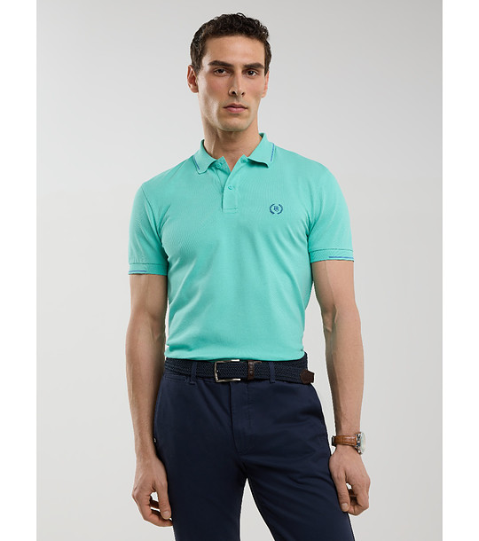 Памучна мъжка блуза в цвят мента POLIAN снимка