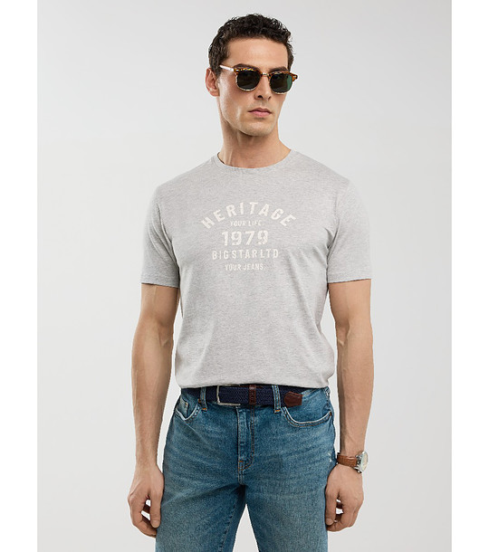 Памучна мъжка тениска в сив меланж Serter снимка