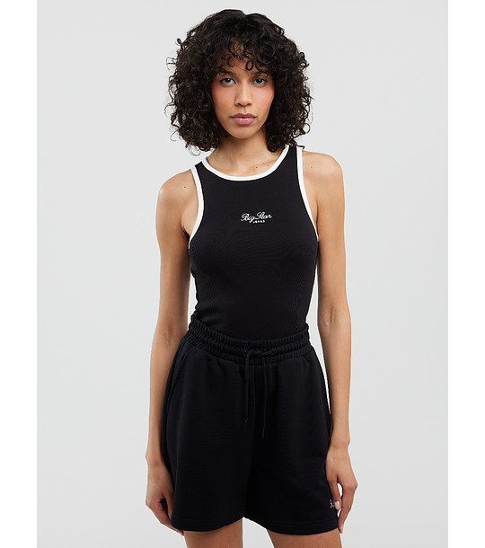 Черен памучен топ с бели кантове Arisa снимка