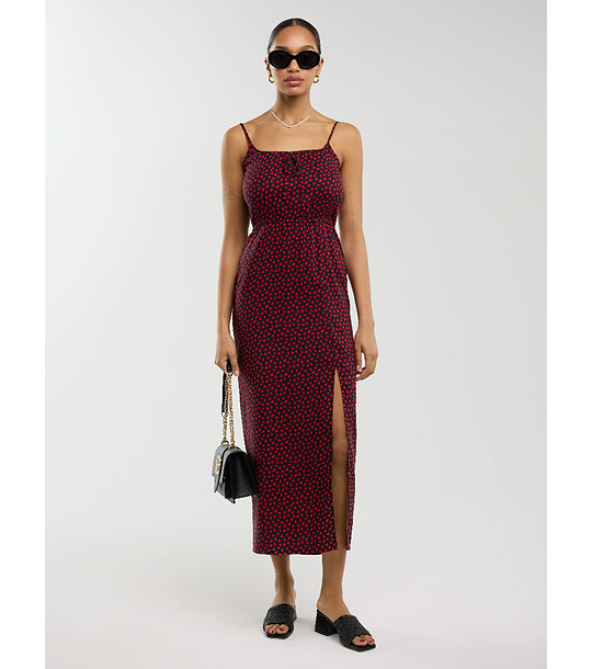 Черна рокля с принт червени сърца Frema снимка