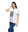 Бяла памучна дамска тениска с щампа Zia-3 снимка
