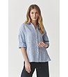 Светлосиня дамска ленена риза MANDRAGIA 4-4 снимка