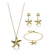 Златист комплект от гривна, колие и обеци с морски звезди Marela-1 снимка