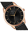 Комплект от часовник и кожена гривна в черно Montreux-2 снимка