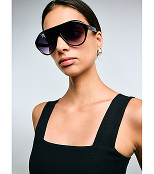 Черни дамски слънчеви очила Aradi Oversize снимка