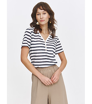 Дамска блуза в бяло и черно снимка