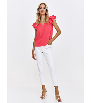 Розова дамска блуза с ефектни ръкави снимка