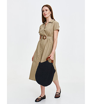 Памучна рокля в цвят каки снимка