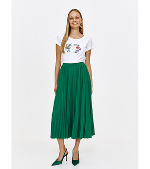 Памучна бяла дамска тениска с щампа снимка