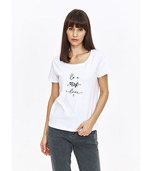 Памучна бяла дамска тениска снимка