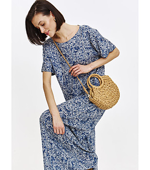 Тъмносиня дамска блуза с пейсли принт снимка