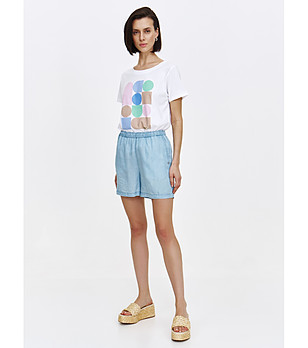 Светлосини дамски къси панталонки снимка