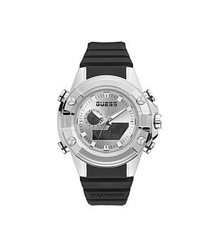 Мъжки часовник в сребристо и черно с комбиниран дисплей снимка