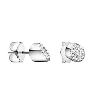 Дамски сребристи обеци с камъчета снимка