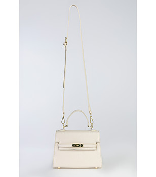 Дамска трапецовидна чанта за рамо в цвят крем  Reneta снимка